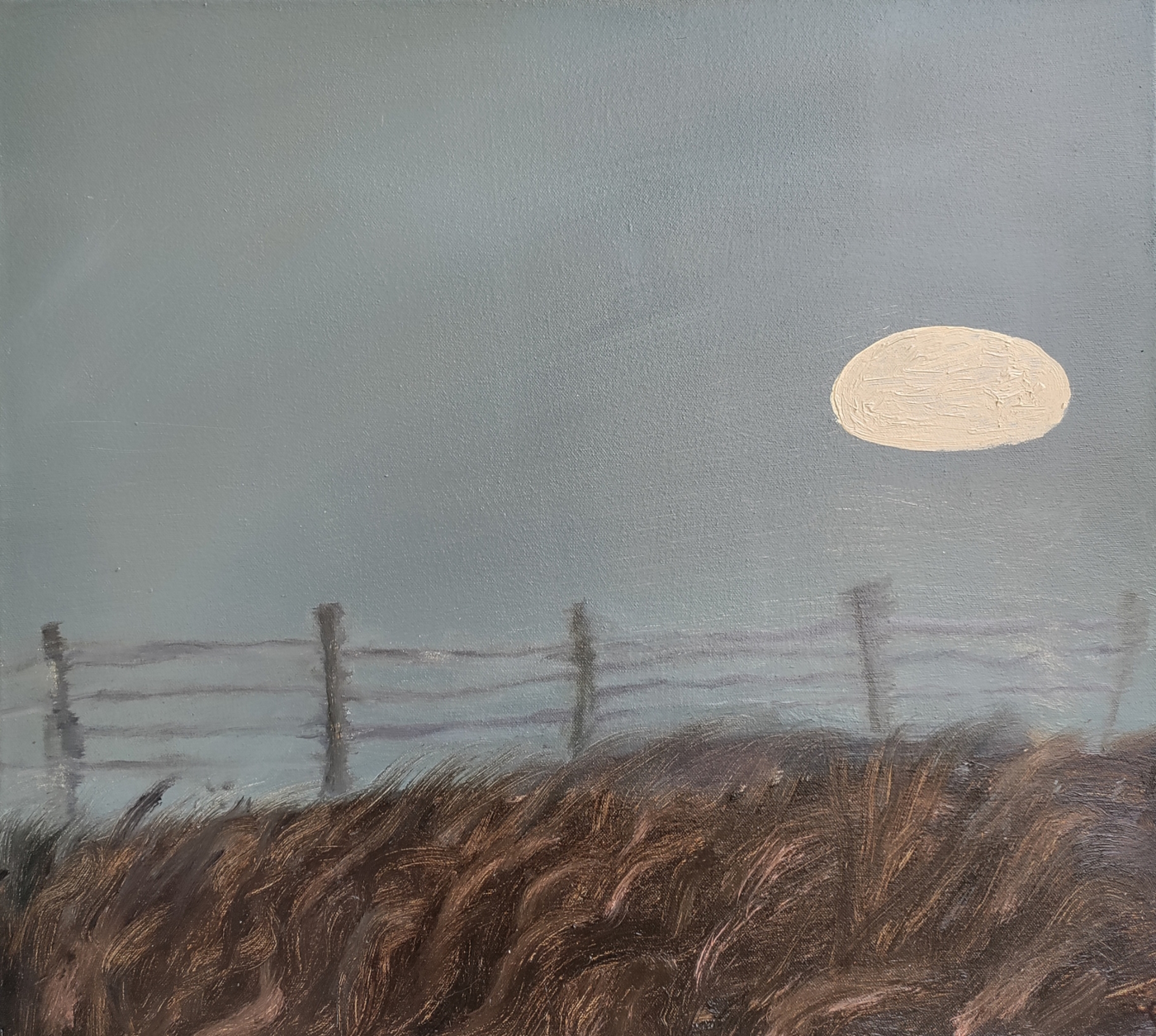 Betessäsongens slut, 40 × 50 cm, olja på duk, 2025. Foto: Silja Uuttula