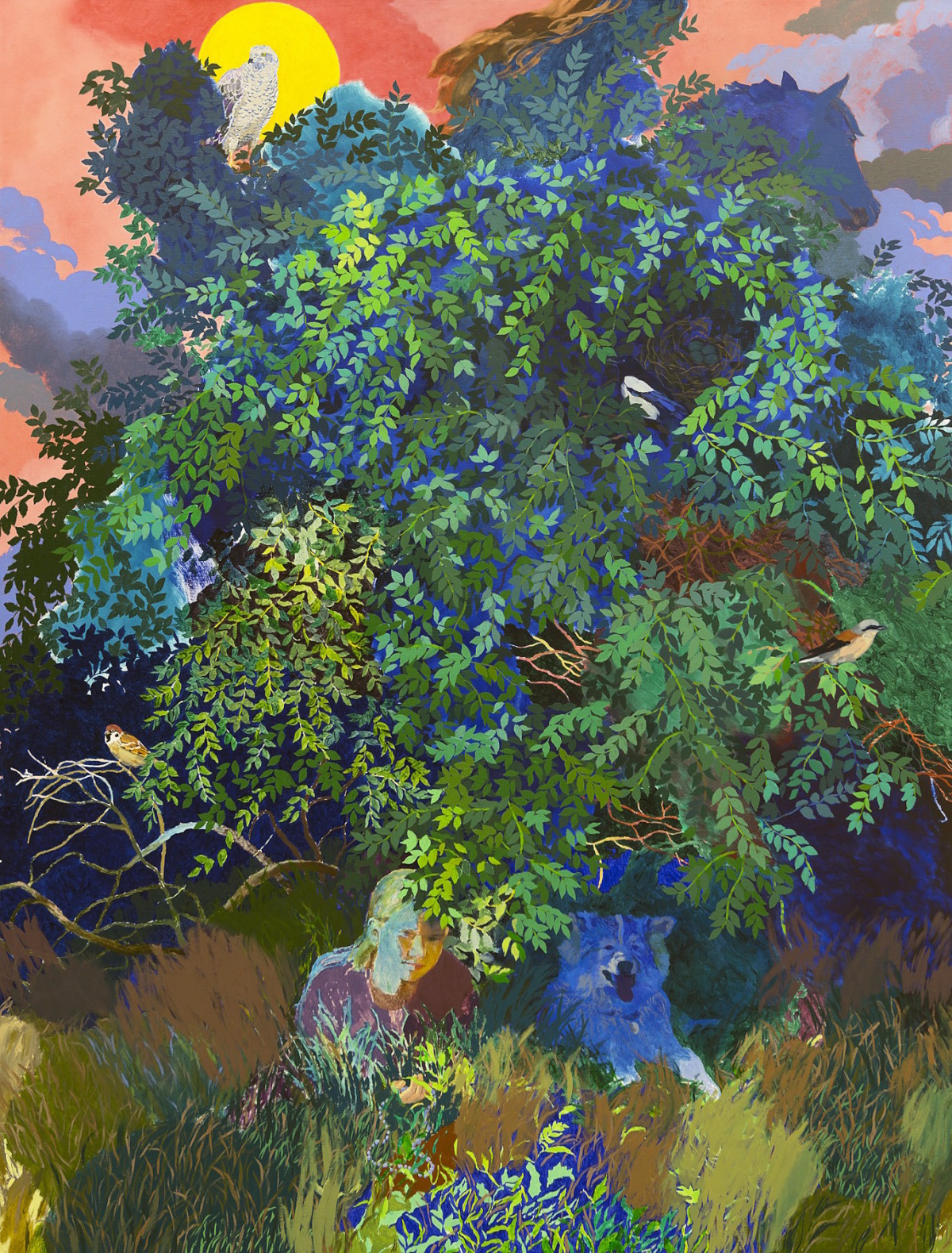 Muisto kuutamosta ja päivästä Öljy kankaalle, 195 x 150 cm, 2024