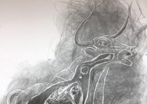 Yksityiskohta Ilkka Sariolan teoksesta ”Brazen Bull - Kuparisonni", sarjasta Dies Irae Drawings, lyijykynä ja grafiitti paperille, 115 x 150 cm, 2020 Yksityiskohta Ilkka Sariolan teoksesta ”Brazen Bull - Kuparisonni", sarjasta Dies Irae Drawings, lyijykynä ja grafiitti paperille, 115 x 150 cm, 2020 Yksityiskohta Ilkka Sariolan teoksesta Brazen Bull - Kuparisonni