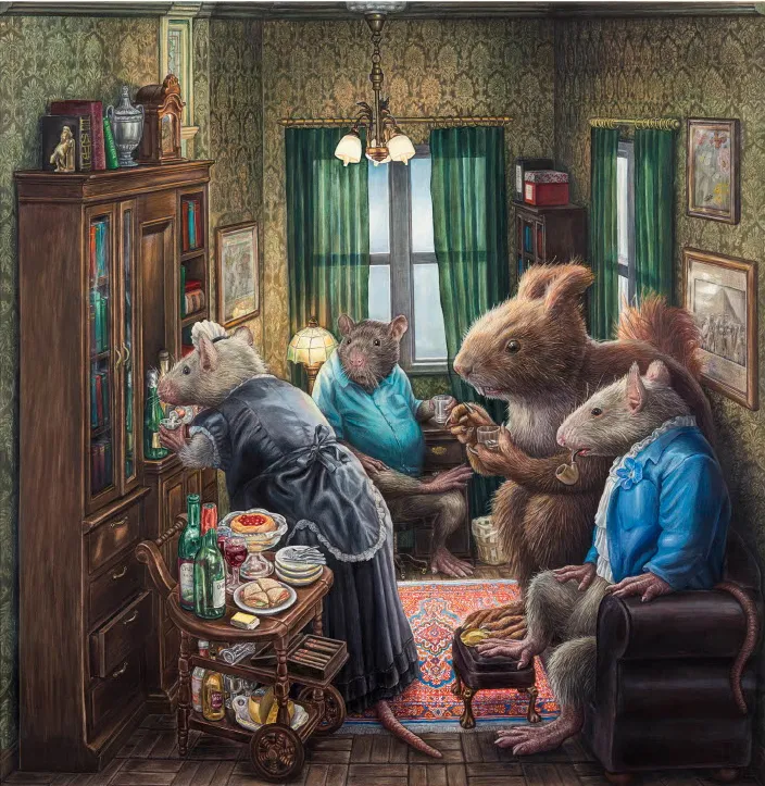 Men´s Room, 2019, sekatekniikka paperille, 112 x 114 cm. Yksityiskokoelma. Kuva Jussi Tiainen Men´s Room, 2019, sekatekniikka paperille, 112 x 114 cm. Yksityiskokoelma. Kuva Jussi Tiainen