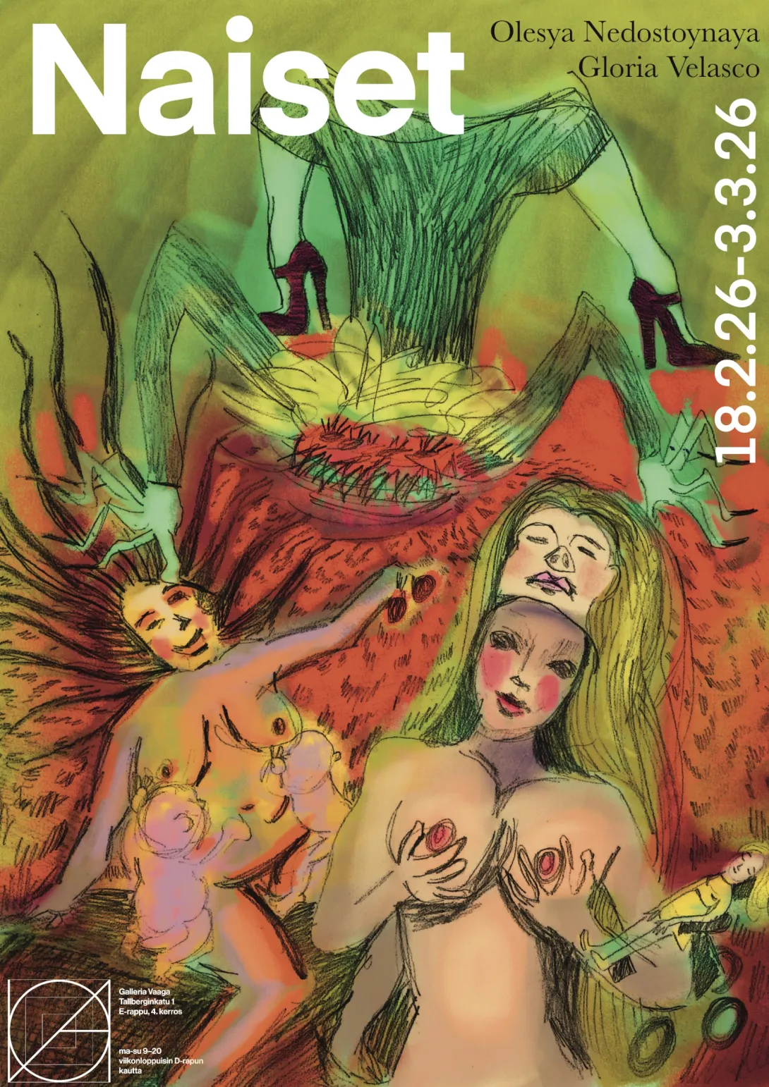 Olesya Nedostoynaya ja Gloria Velasco, näyttely Naiset Galleria Vaagassa