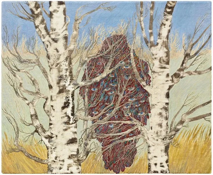 Serafi / Seraph, 2025, tempera ja öljy kankaalle / tempera och olja på duk / tempera and oil on canvas, 31,5 x 38,5 cm