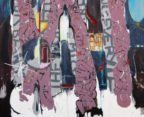Osa Kim Somervuoren teoksesta Natural concrete, 2020, akryyli, öljypastelli kankaalle, 169 x 120 cm