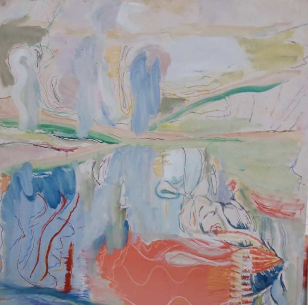 Riitta Sarjanen, Heijastus, 2022, Öljy levylle, 65 × 65 cm. Kuva: Virppi Venell
