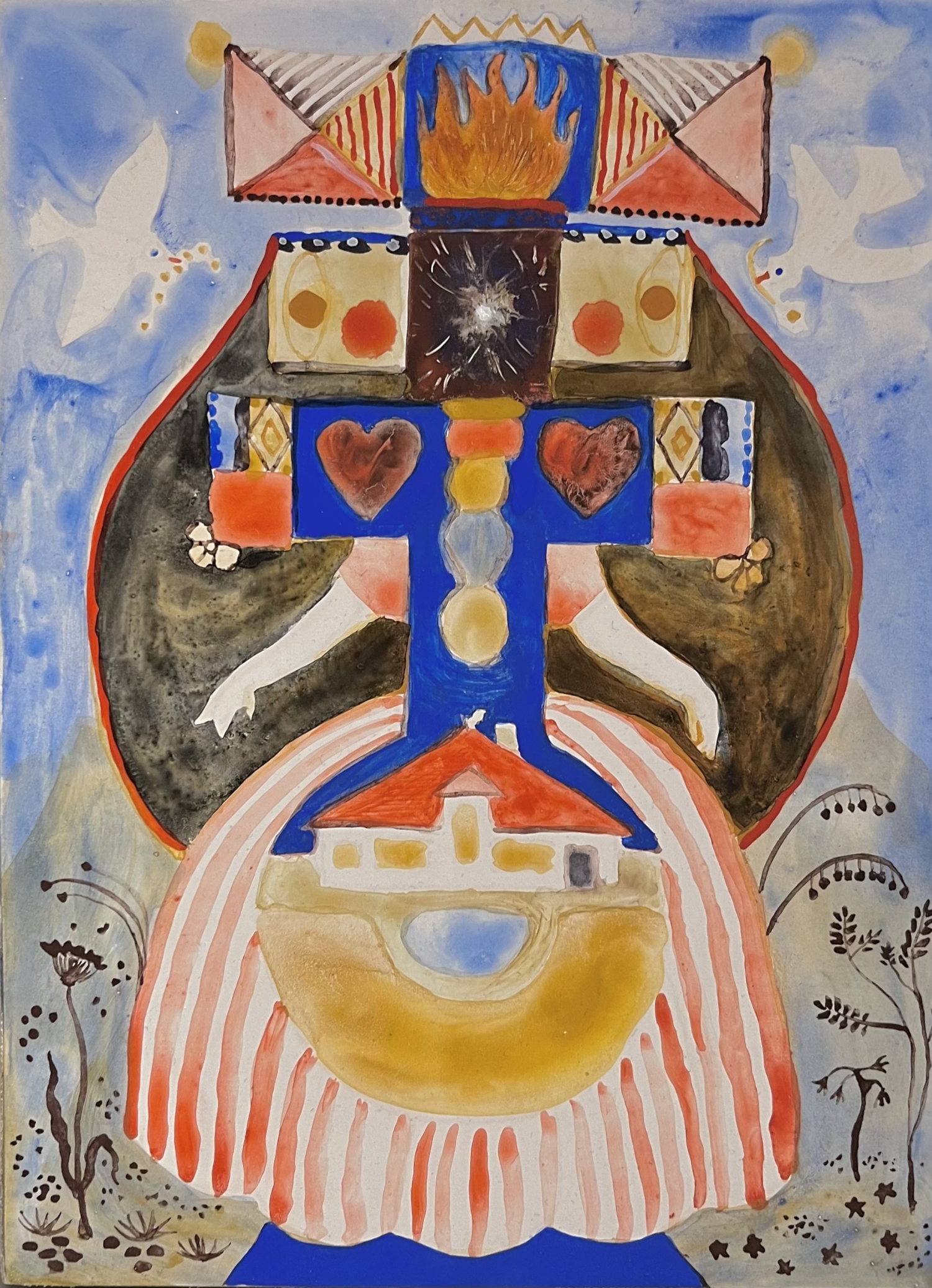 Olesya Nedostoynaya, "Temppelin avain", Tempera liitupohjalle, 15 x 18 cm